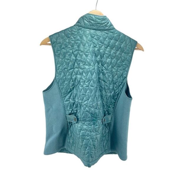 Talbots Womens Quilted Puffer Jacket Vest Lined Full Zip Snap Button Blue Medium - Picture 3 of 14